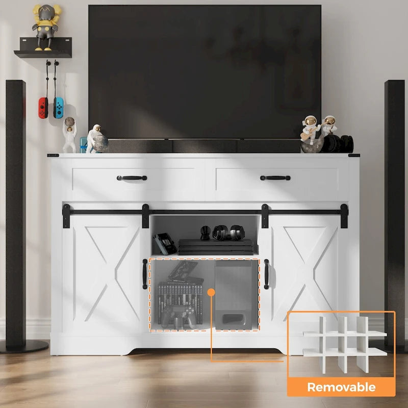 51.96 Inch Bar Cabinet with Wine Rack and Large Storage