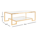 Couture Delila Rectangle Gold Leaf Coffee Table - 51.3 W x 27.5 L x 17.8 H - 51Wx28Dx18H
