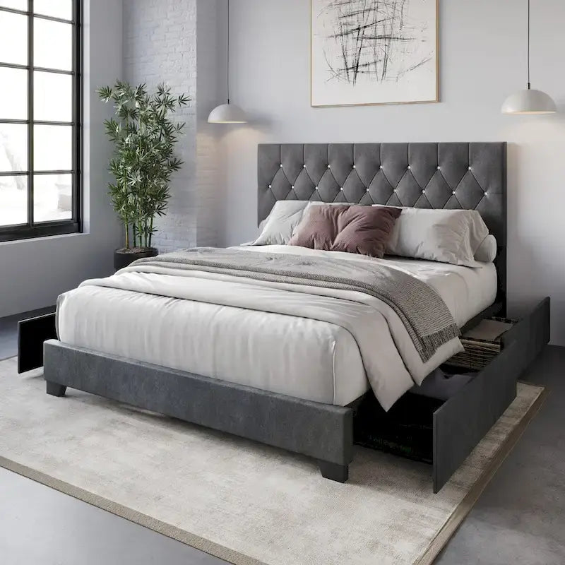 Sheffield Full Tufted Upholstered Storage Platform Bed