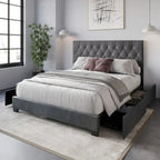 Sheffield Full Tufted Upholstered Storage Platform Bed