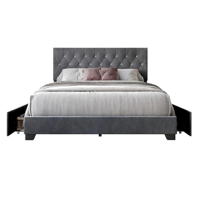 Sheffield Full Tufted Upholstered Storage Platform Bed