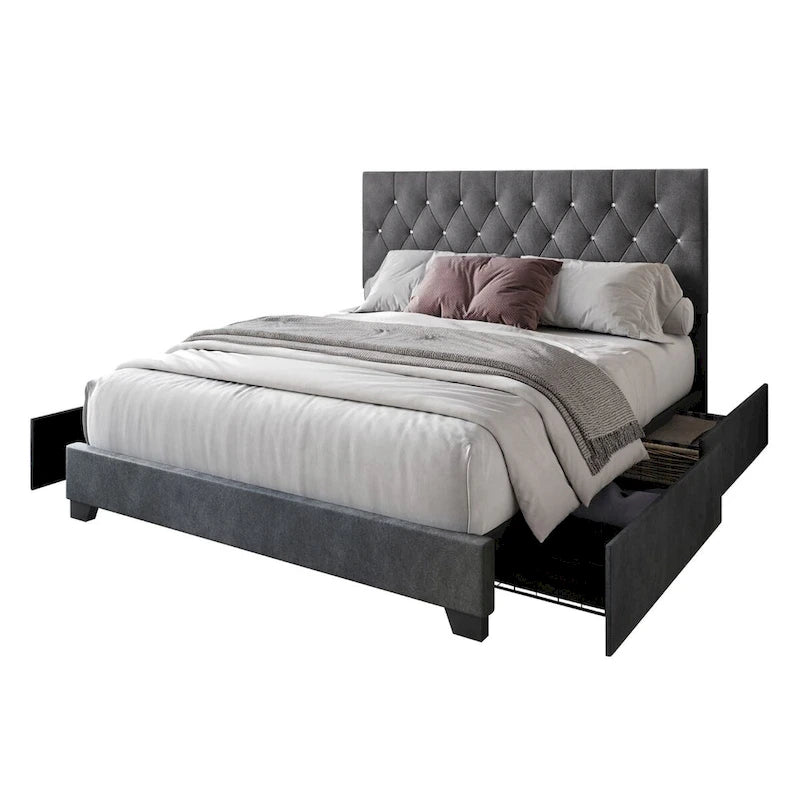 Sheffield Full Tufted Upholstered Storage Platform Bed