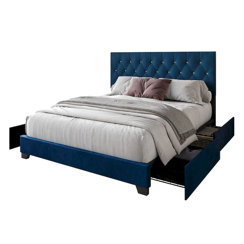 Sheffield Full Tufted Upholstered Storage Platform Bed