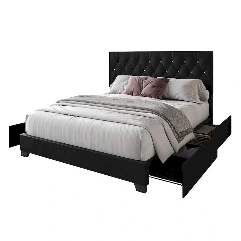 Sheffield Full Tufted Upholstered Storage Platform Bed