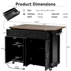 53.5 in. W Farmhouse Rolling Kitchen Island Cart with Drop Leaf and Power Outlet
