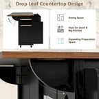 53.5 in. W Farmhouse Rolling Kitchen Island Cart with Drop Leaf and Power Outlet