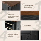 53.5 in. W Farmhouse Rolling Kitchen Island Cart with Drop Leaf and Power Outlet