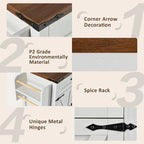 53.5 in. W Farmhouse Rolling Kitchen Island Cart with Drop Leaf and Power Outlet