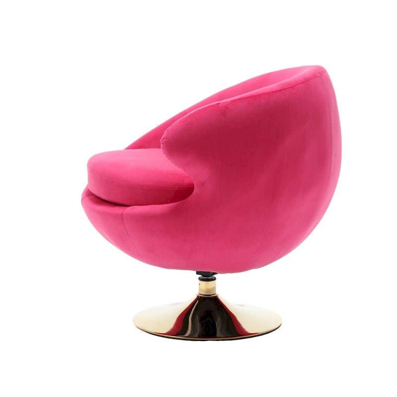 HOMEFUN Velvet 360 Degree Swivel Right Cuddle Barrel Accent Chairs