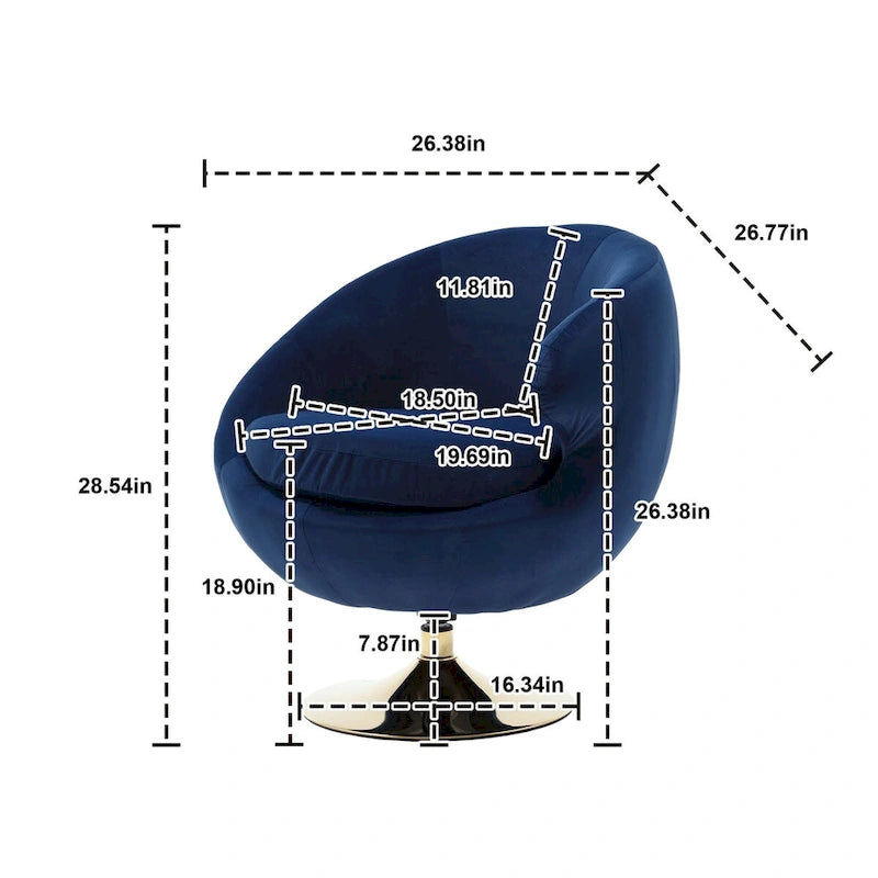 HOMEFUN Velvet 360 Degree Swivel Right Cuddle Barrel Accent Chairs