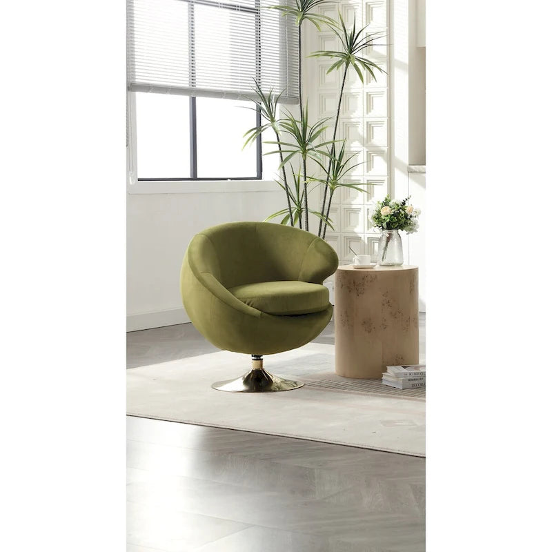 HOMEFUN Velvet 360 Degree Swivel Right Cuddle Barrel Accent Chairs