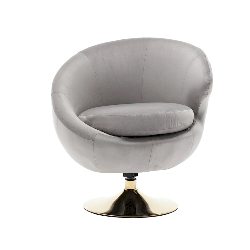 HOMEFUN Velvet 360 Degree Swivel Right Cuddle Barrel Accent Chairs