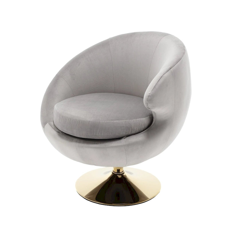 HOMEFUN Velvet 360 Degree Swivel Right Cuddle Barrel Accent Chairs