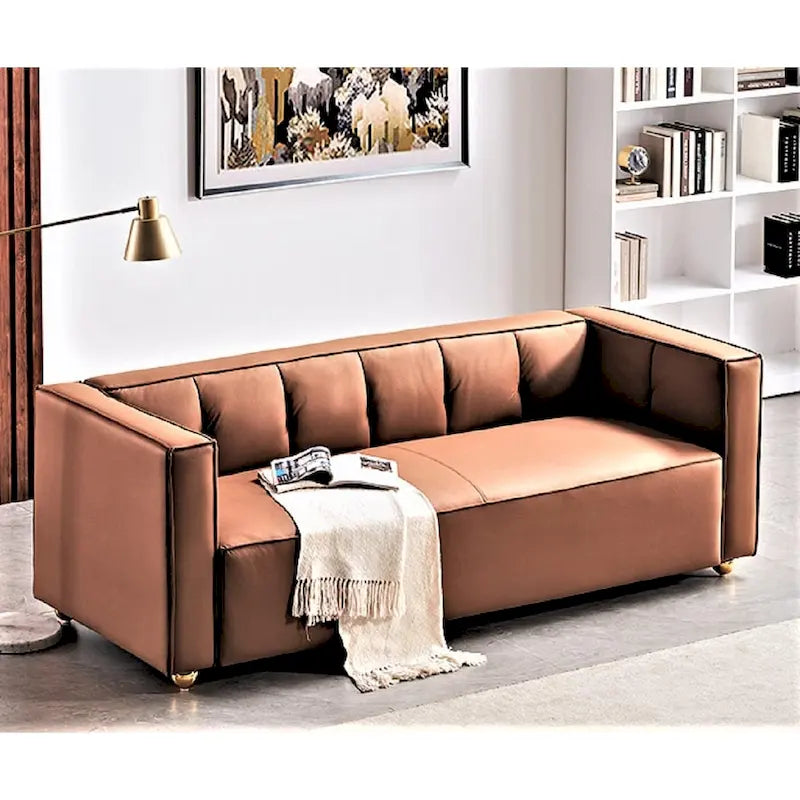 Modern Velvet Track Arm Living Room Sofa