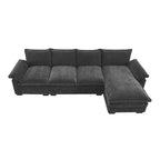 118*55 L-shaped Chenille Cloud Sofa with Double Seat Cushions, 5-seat Upholstered Sleeper Sofa Couch with Chaise Lounge