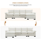 118*55 L-shaped Chenille Cloud Sofa with Double Seat Cushions, 5-seat Upholstered Sleeper Sofa Couch with Chaise Lounge