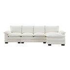 118*55 L-shaped Chenille Cloud Sofa with Double Seat Cushions, 5-seat Upholstered Sleeper Sofa Couch with Chaise Lounge