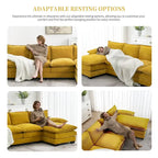 118*55 L-shaped Chenille Cloud Sofa with Double Seat Cushions, 5-seat Upholstered Sleeper Sofa Couch with Chaise Lounge