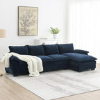 118*55 L-shaped Chenille Cloud Sofa with Double Seat Cushions, 5-seat Upholstered Sleeper Sofa Couch with Chaise Lounge