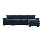 118*55 L-shaped Chenille Cloud Sofa with Double Seat Cushions, 5-seat Upholstered Sleeper Sofa Couch with Chaise Lounge