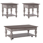 Ocean Isle Antique White & Weathered Pine 3-Piece Cocktail Table Set