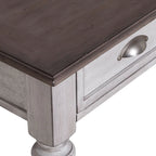 Ocean Isle Antique White & Weathered Pine 3-Piece Cocktail Table Set