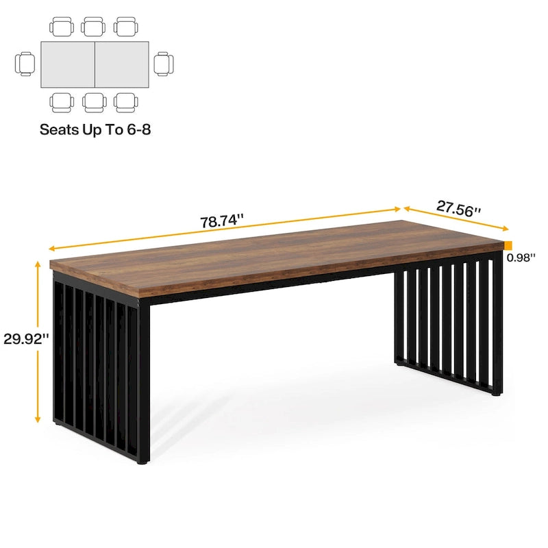 78.74-inch Kitchen Dining Table with Metal Legs