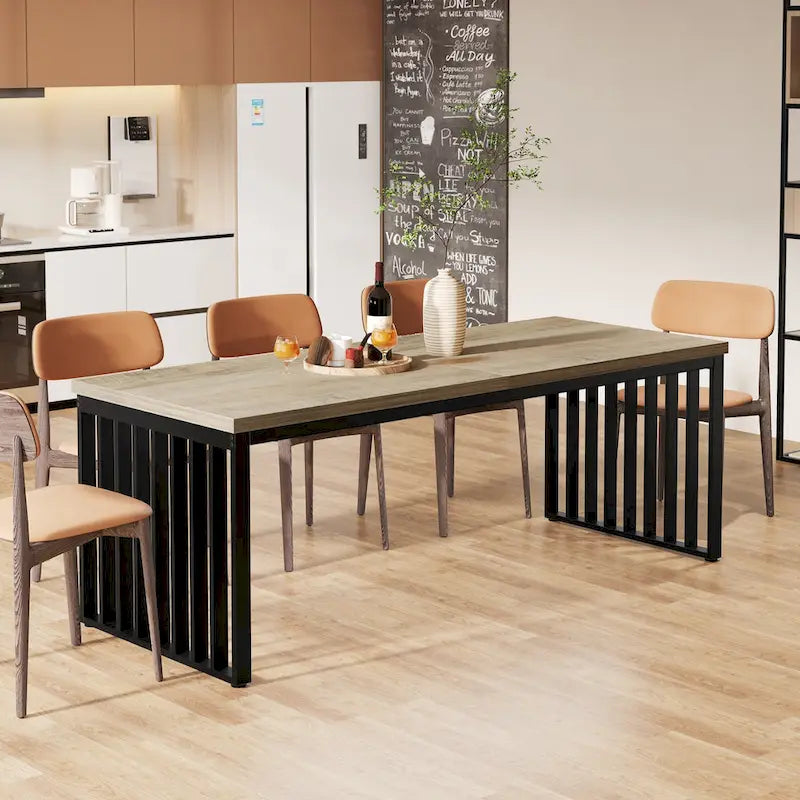 78.74-inch Kitchen Dining Table with Metal Legs