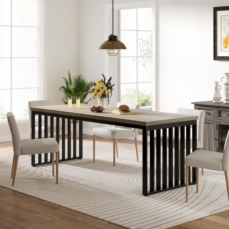 78.74-inch Kitchen Dining Table with Metal Legs