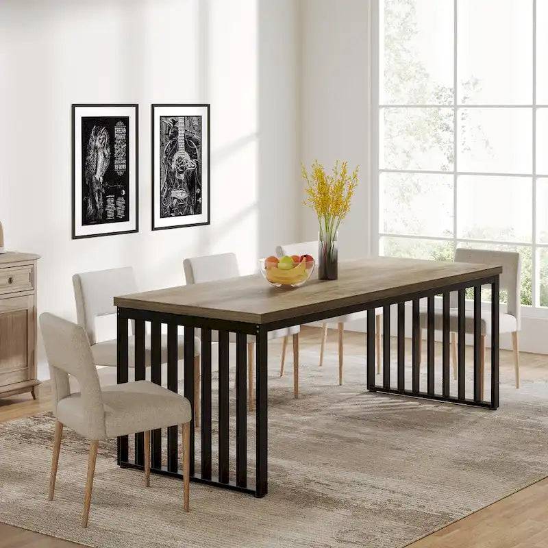 78.74-inch Kitchen Dining Table with Metal Legs