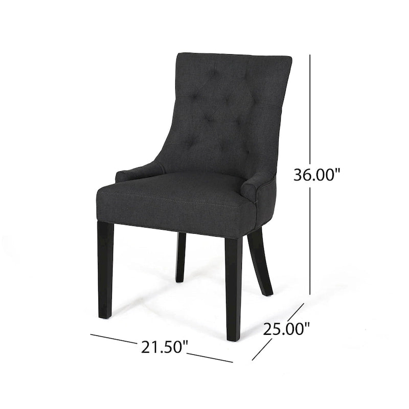 Set of 2 Fabric Upholstered Dining Chair with Tapered Legs