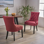 Set of 2 Fabric Upholstered Dining Chair with Tapered Legs
