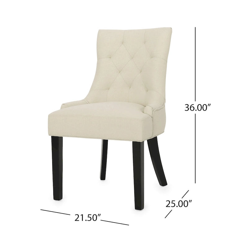 Set of 2 Fabric Upholstered Dining Chair with Tapered Legs