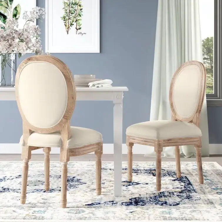 Mieres French Vintage Upholstered Dining Chair, Side Chair(Set of 2) - N/A