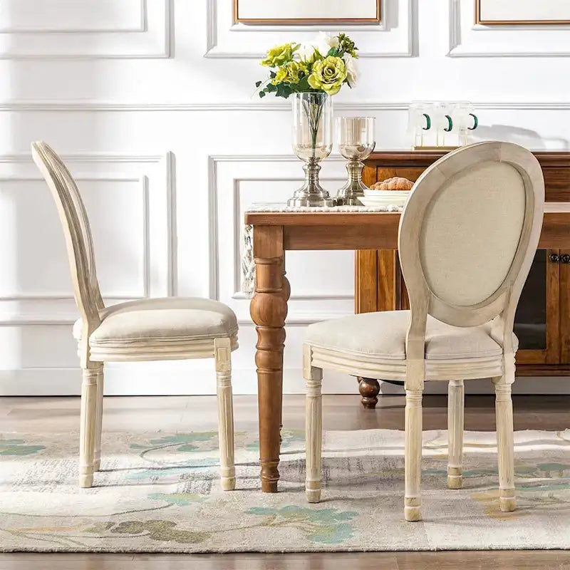 Mieres French Vintage Upholstered Dining Chair, Side Chair(Set of 2) - N/A