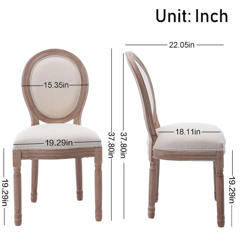 Mieres French Vintage Upholstered Dining Chair, Side Chair(Set of 2) - N/A