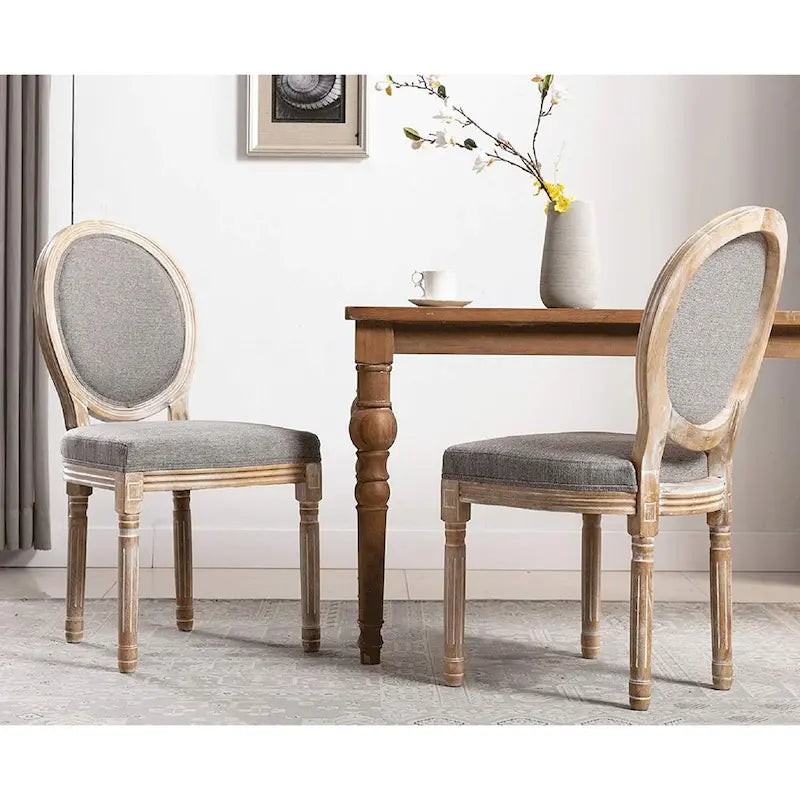 Mieres French Vintage Upholstered Dining Chair, Side Chair(Set of 2) - N/A