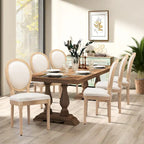 Farmhouse French Dining Room Antique Painting Chairs with PU Set of 6