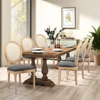 Farmhouse French Dining Room Antique Painting Chairs with PU Set of 6