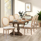 Farmhouse French Dining Room Antique Painting Chairs with PU Set of 6