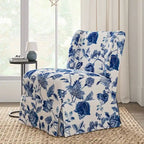 Falk Upholstered Farmhouse Armless Chair with Slipcover and Solid Wood Legs