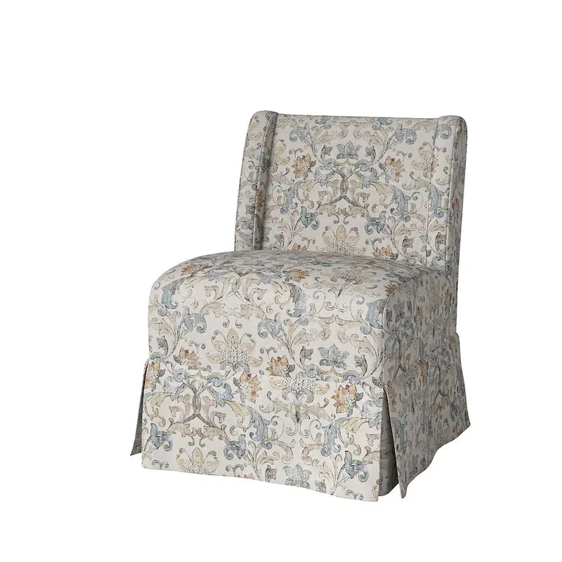 Falk Upholstered Farmhouse Armless Chair with Slipcover and Solid Wood Legs