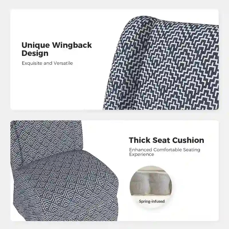 Falk Upholstered Farmhouse Armless Chair with Slipcover and Solid Wood Legs