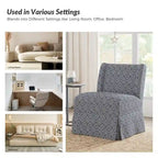 Falk Upholstered Farmhouse Armless Chair with Slipcover and Solid Wood Legs