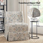 Falk Upholstered Farmhouse Armless Chair with Slipcover and Solid Wood Legs