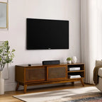 Modern Rattan TV Stand for 65 Inch TV, Entertainment Cabinet, Media Console