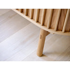 Rye Studio Mid-Century Modern Rounded Sliding Door TV Lowboard, 63W, Natural - 18W x 63L x 19H