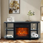 48 Modern Black Electric Fireplace TV Stands Media Console for TVs up to 55