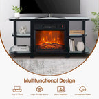 48 Modern Black Electric Fireplace TV Stands Media Console for TVs up to 55