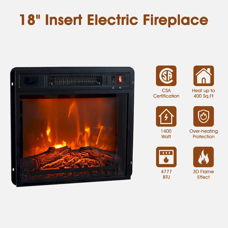 48 Modern Black Electric Fireplace TV Stands Media Console for TVs up to 55